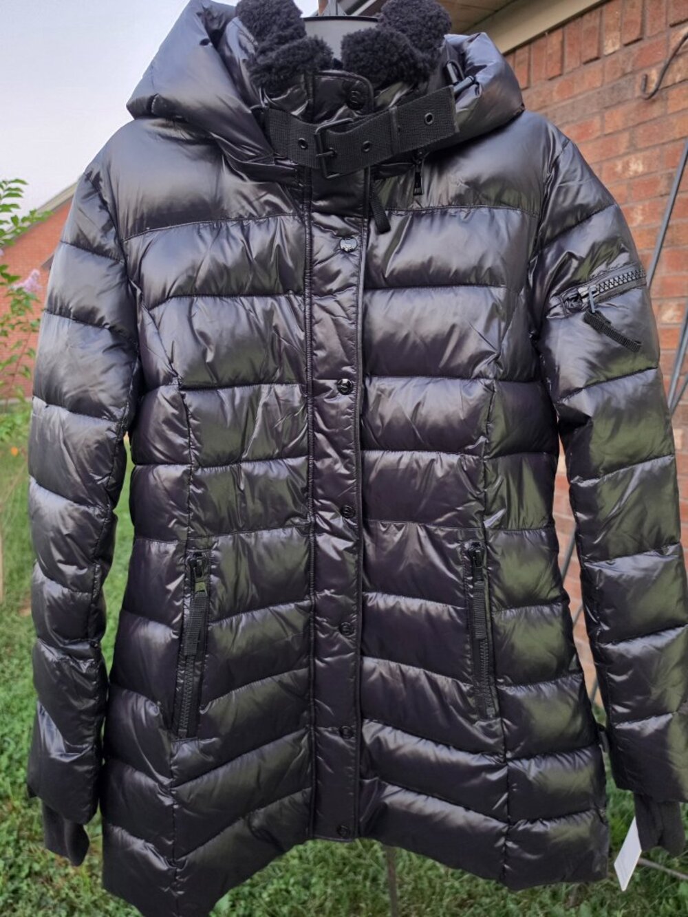 S13 Sorona Aura jet/blk Large ladies coat MSRP $ 320 f14230NRO NWT